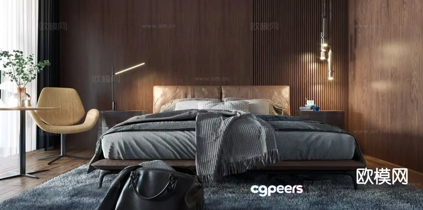 Italian double bed 3d model