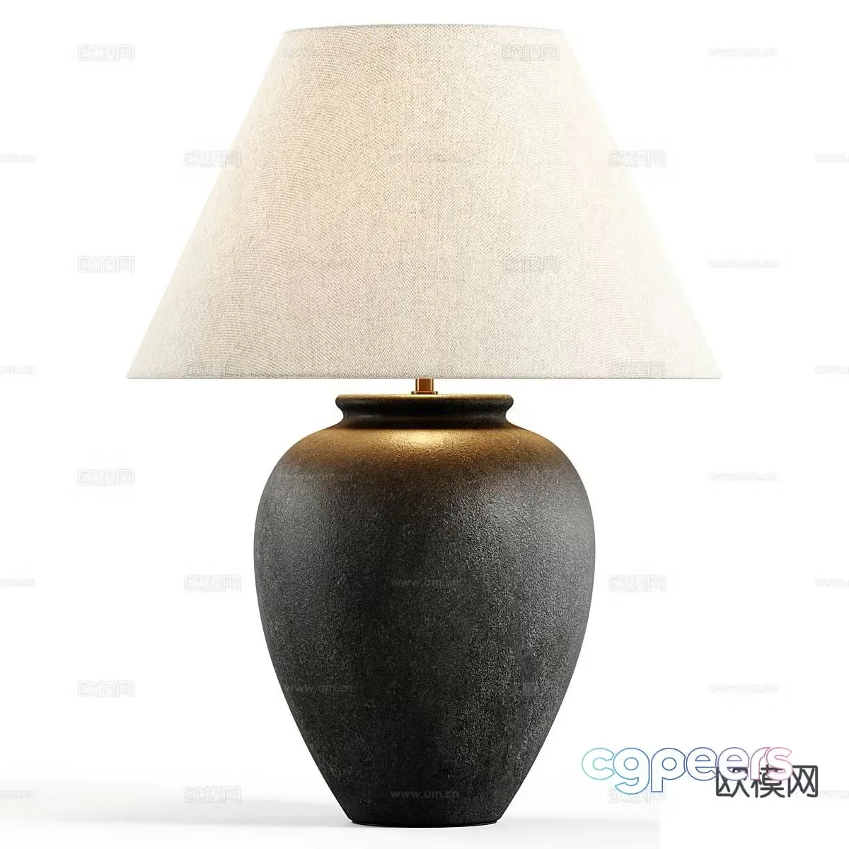 Kave Home wabi-sabi table lamp clay pot table lamp 3d model