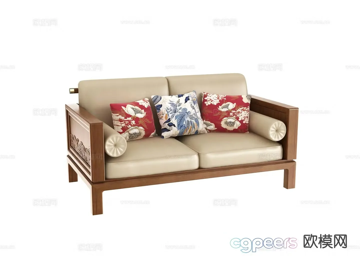 New Chinese style double sofa 3d model
