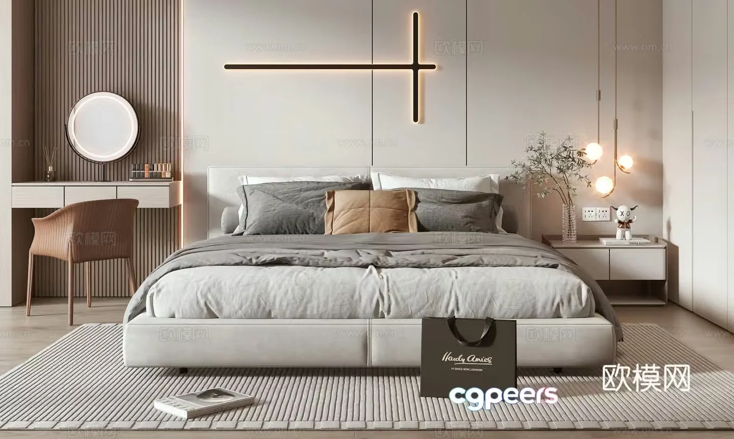 Minotti modern double bed 3d model
