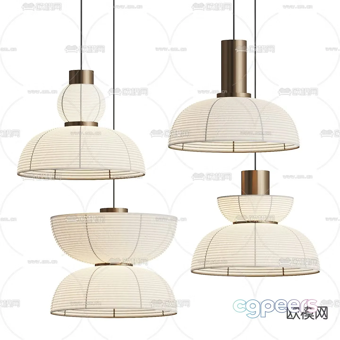 Wabi-sabi style chandelier paper chandelier 3d model