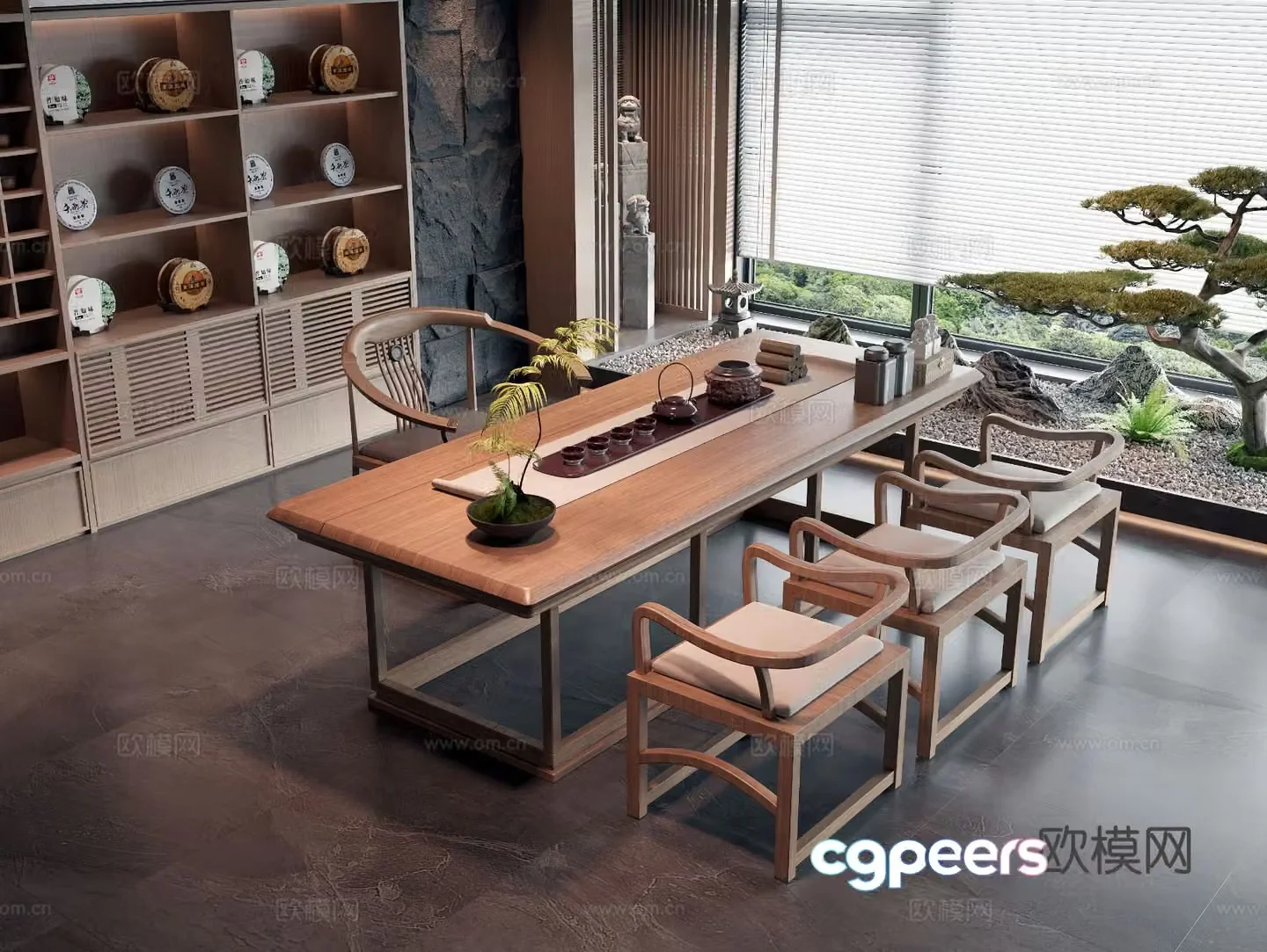 New Chinese style tea table tea table 3d model