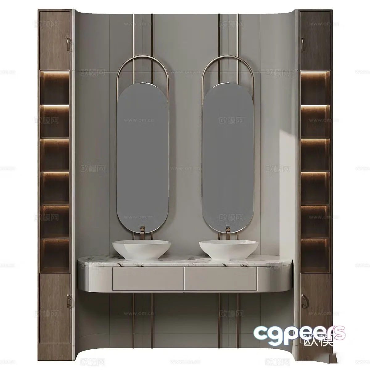 New Chinese style wall decoration bathroom cabinet 3D model