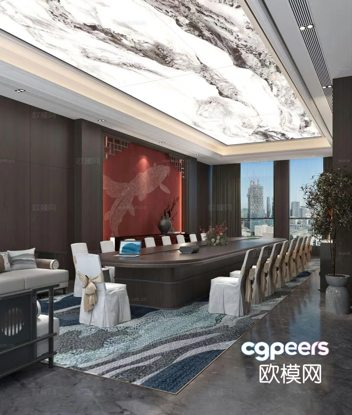 New Chinese style hotel conference room 3D model