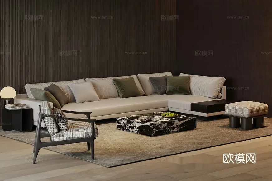 Modern Living Room 3D Model – 23411 – VRAY Render