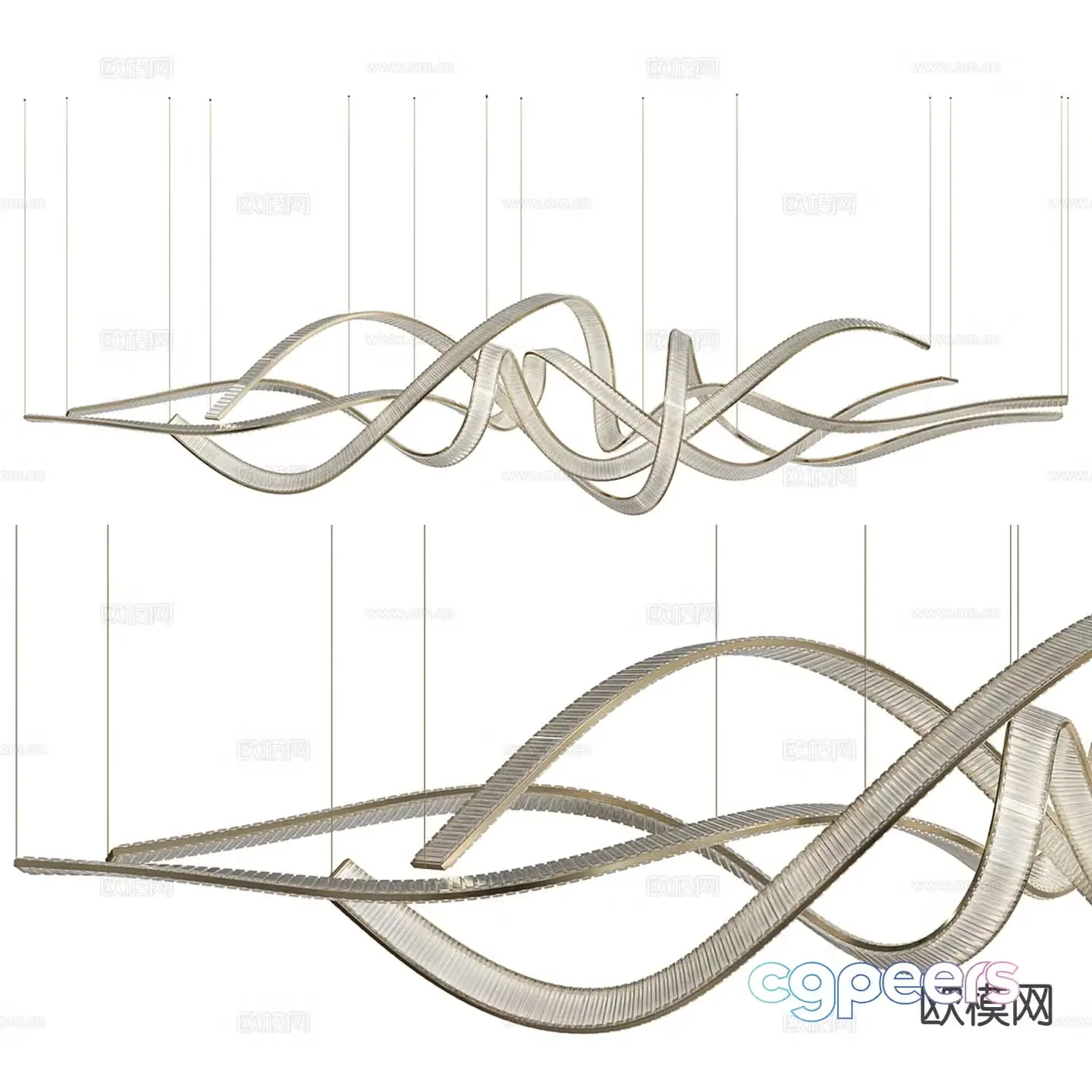 Modern streamer chandelier 3d model