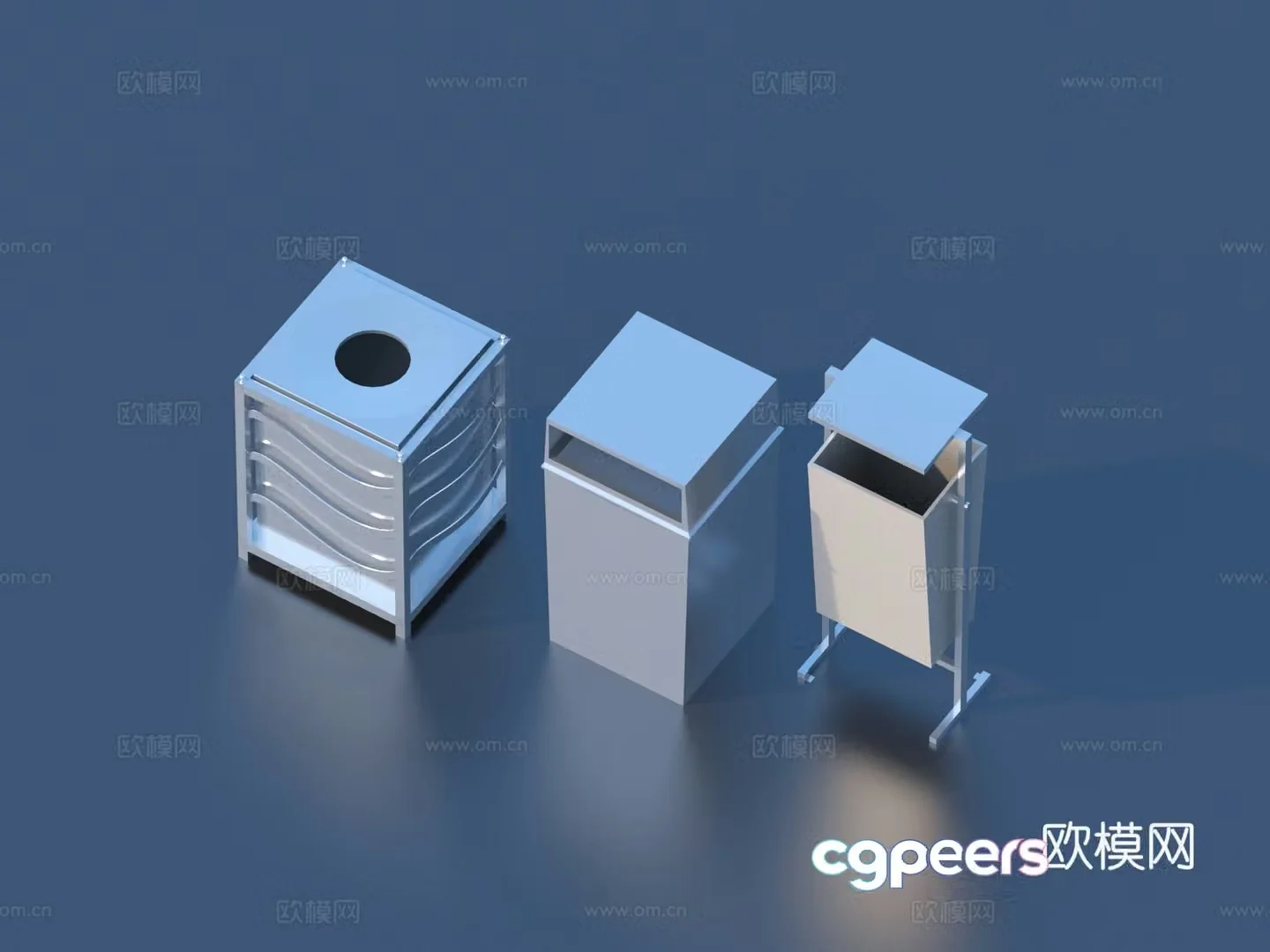 Recycling bin Trash Can Sketch 3D Model