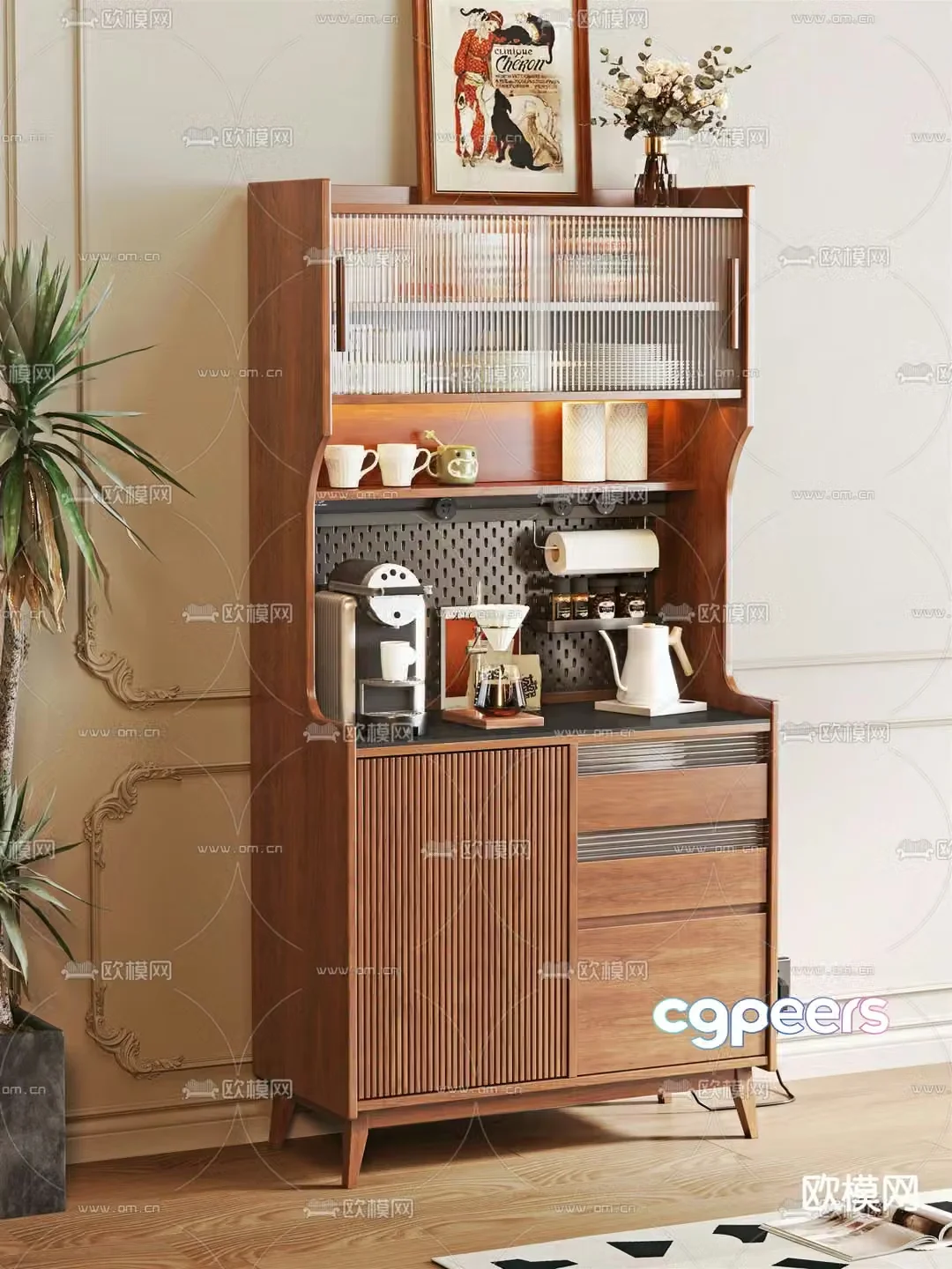 Medieval style sideboard 3d model