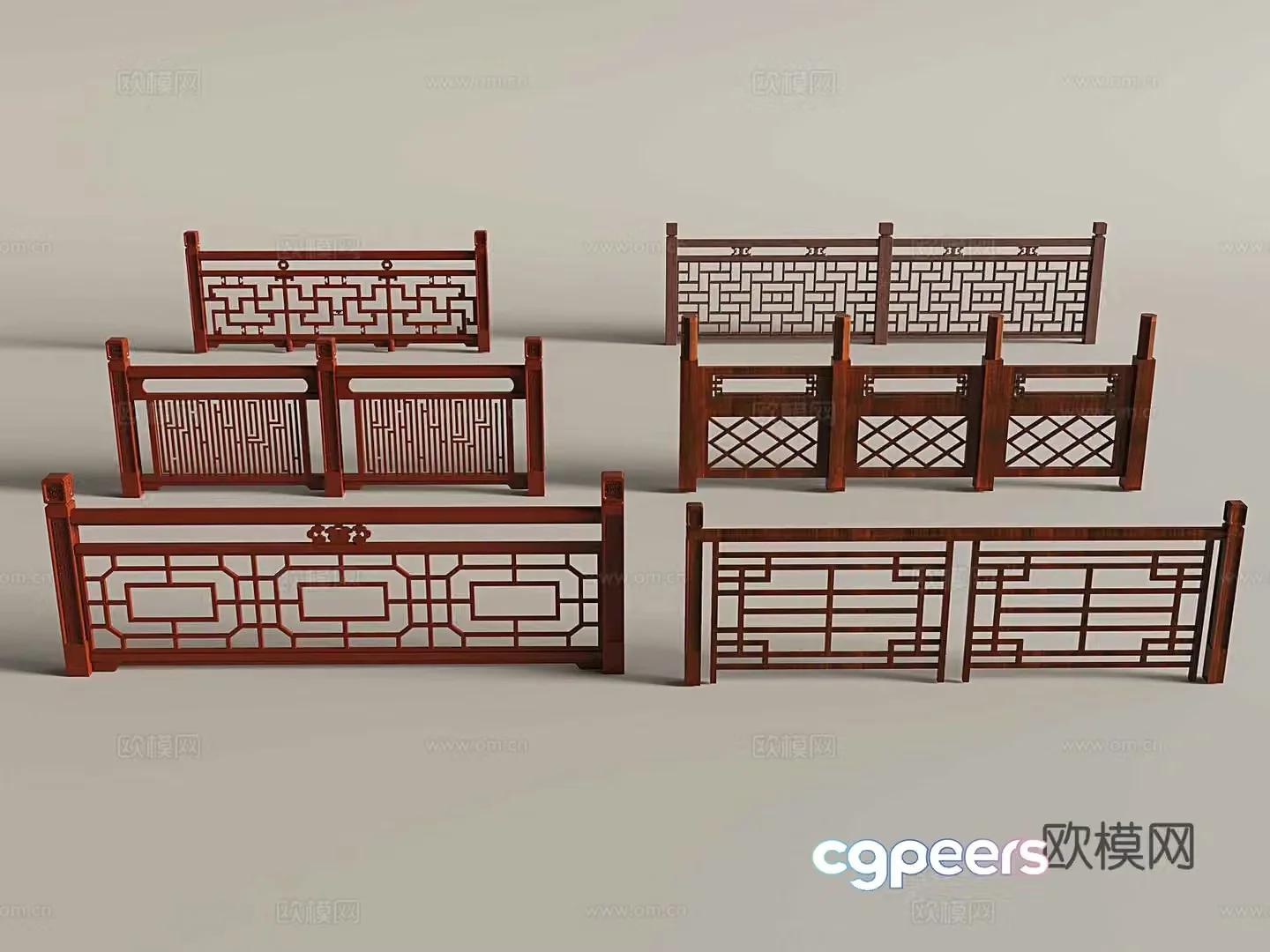 New Chinese style railing fence fence guardrail 3d model