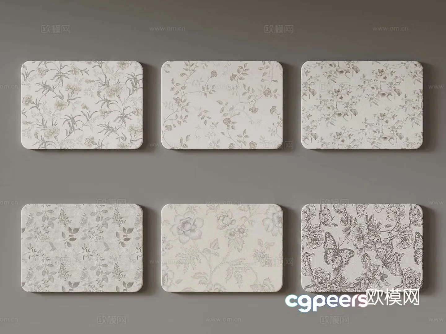 French wallpaper French Hepburn style floral wall cloth 3D model