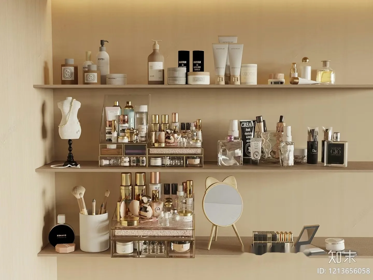 Modern Makeup Shelf 3D Model – 12371 – VRAY Render
