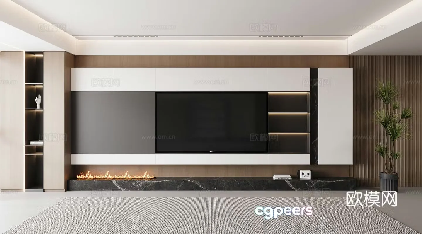 Italian TV background wall 3d model