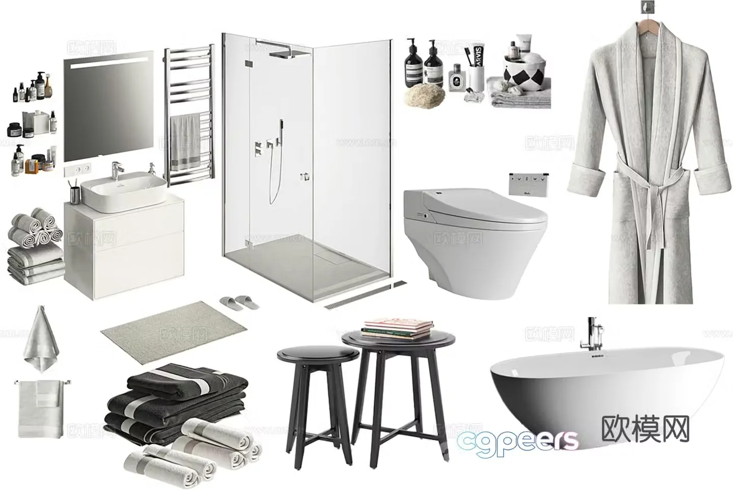Modern bathroom supplies toiletries 3d model