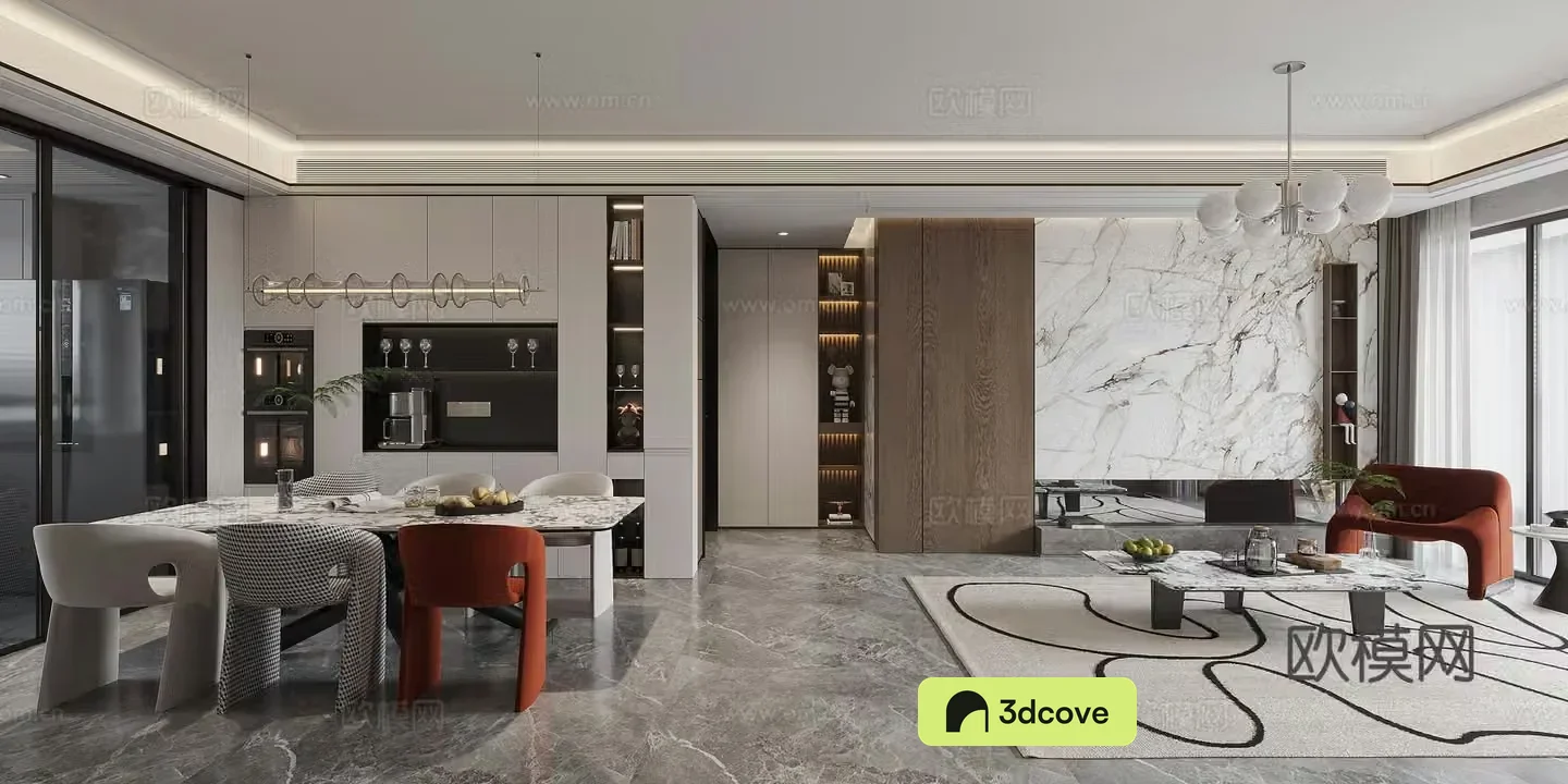 Modern minimalist living restaurant