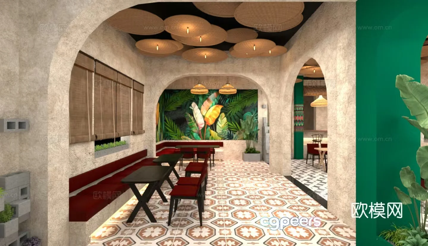 Nanyang style internet celebrity restaurant 3D model