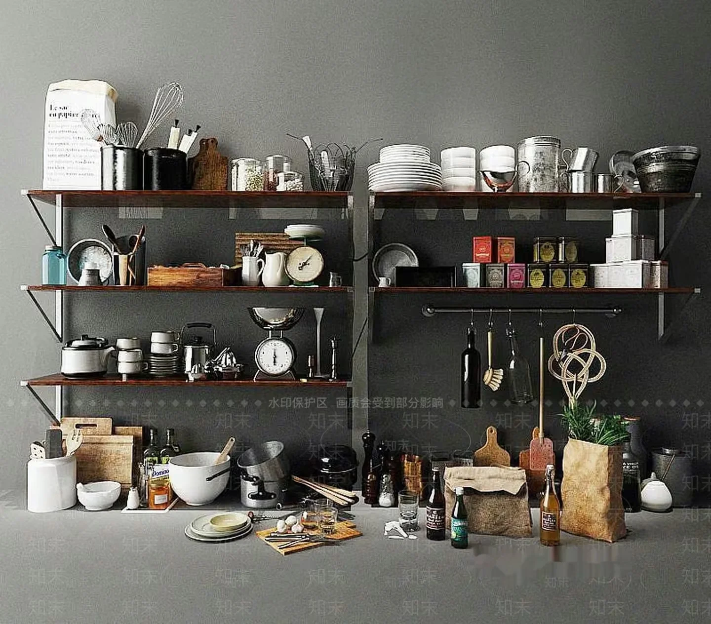 Kitchen Shelving Unit 3D Model – 12757 – VRAY Render