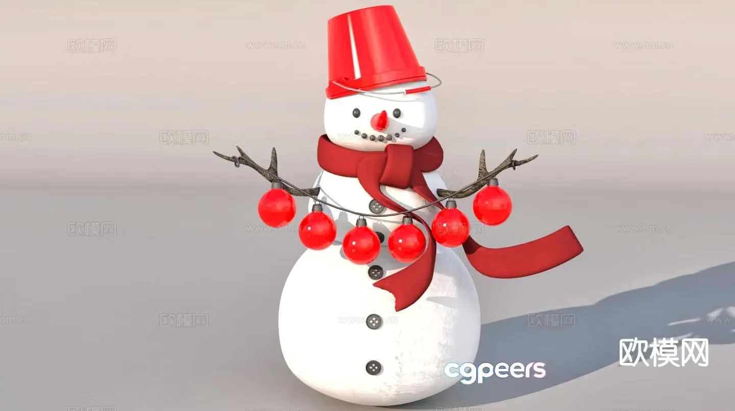 Christmas snowman outdoor landscape 3d model