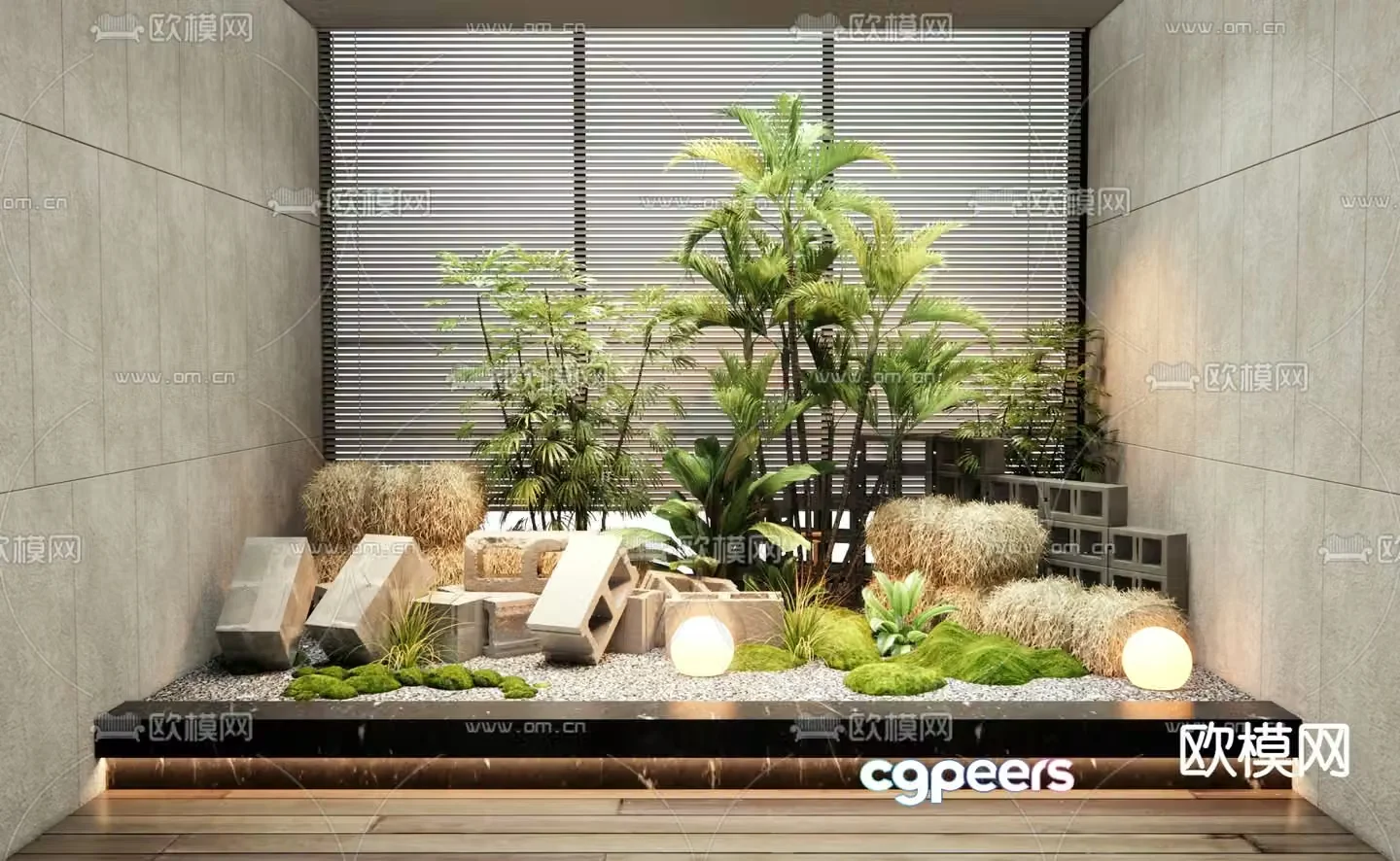 Indoor landscaping plant pile landscape sketch 3d model