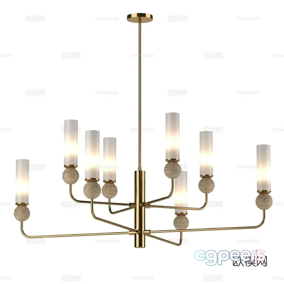 Light luxury chandelier restaurant chandelier 3d model