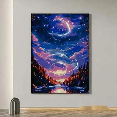 A Painting Of A Moonlit Landscape 3D Model – 5097 – VRAY Render