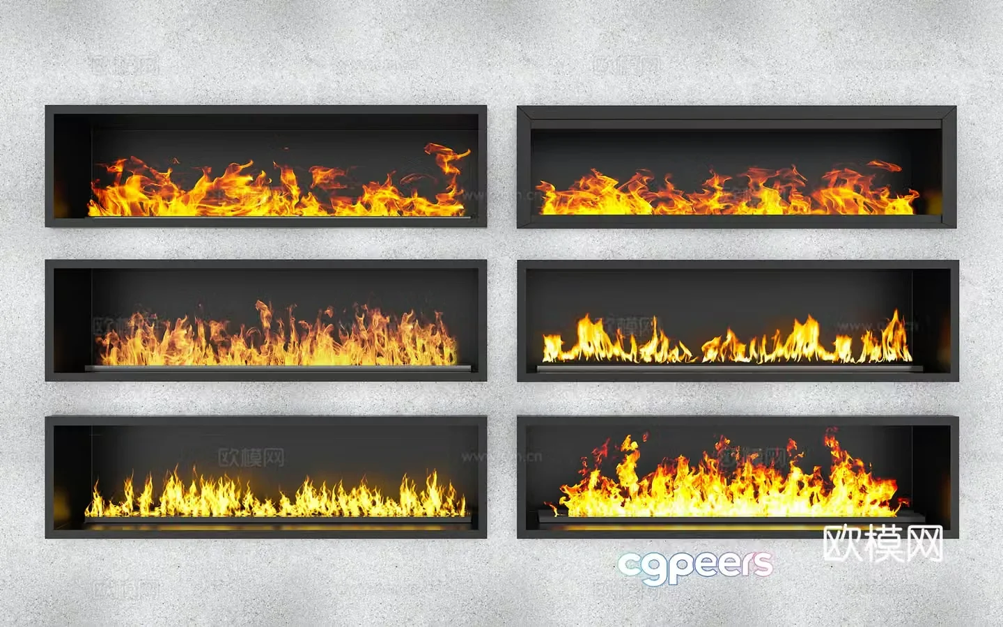 Modern Fireplace Flame 3d Model