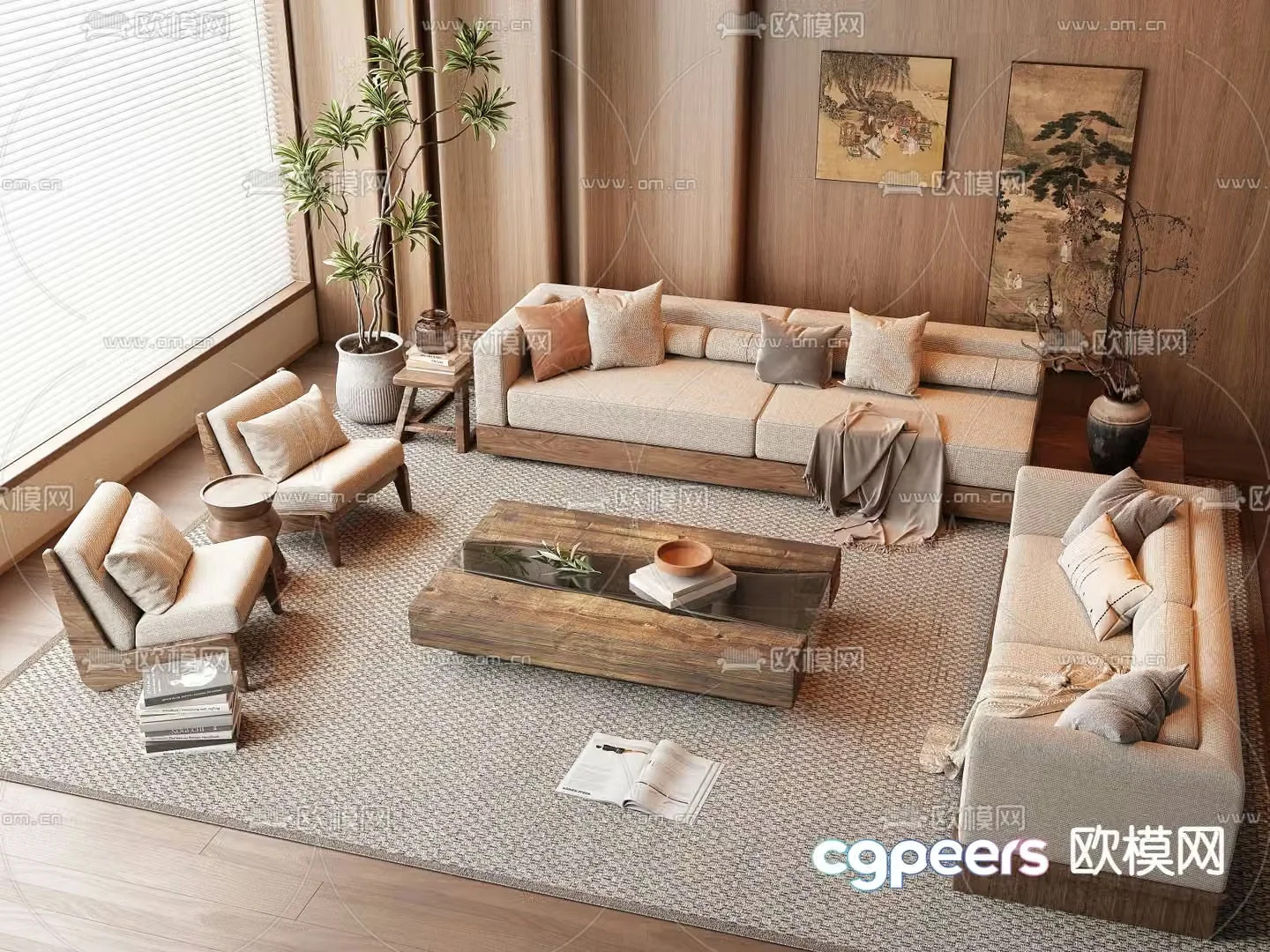 Medieval style sofa modular sofa 3d model