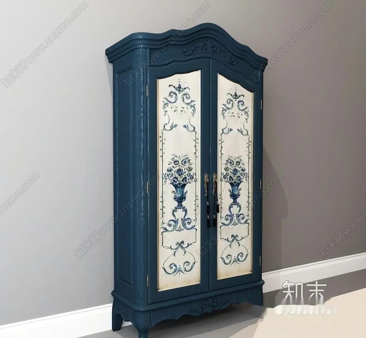 A Blue And White Cabinet 3D Model – 5242 – VRAY Render
