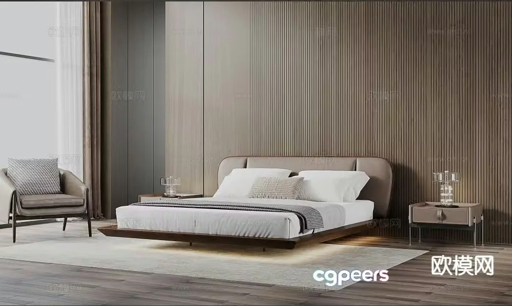 Italian double bed 3d model