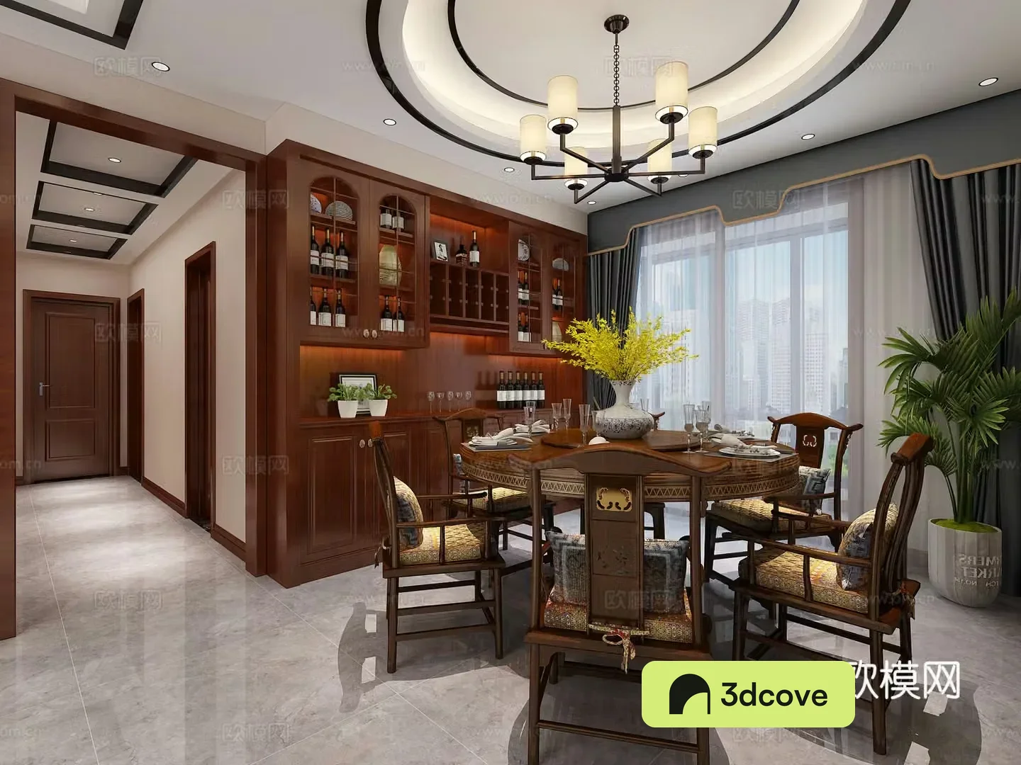 Chinese living and dining room sofa and coffee table combination TV cabinet combination dining table and chair combination chandelier