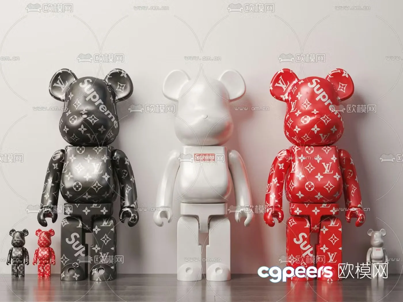 Modern violent bear doll ornaments 3D model