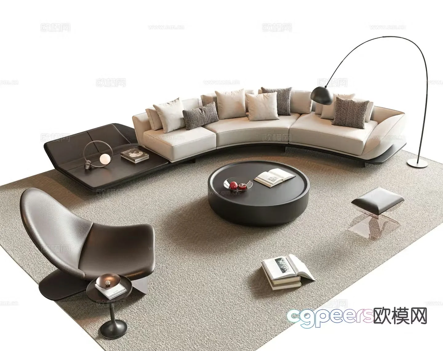 Modern curved sofa modular sofa 3d model