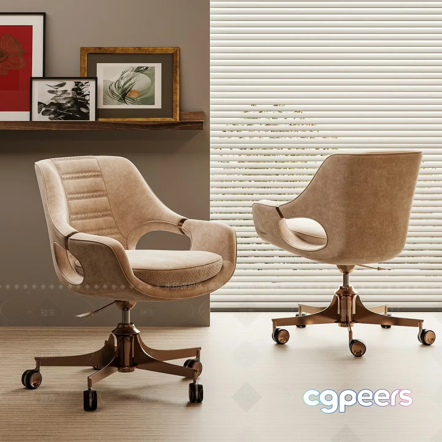 A Beige Office Chair 3D Model – 7409 – CORONA Render