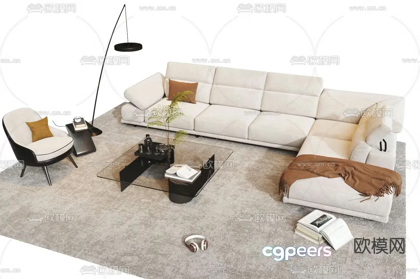 Minotti modular sofa 3d model