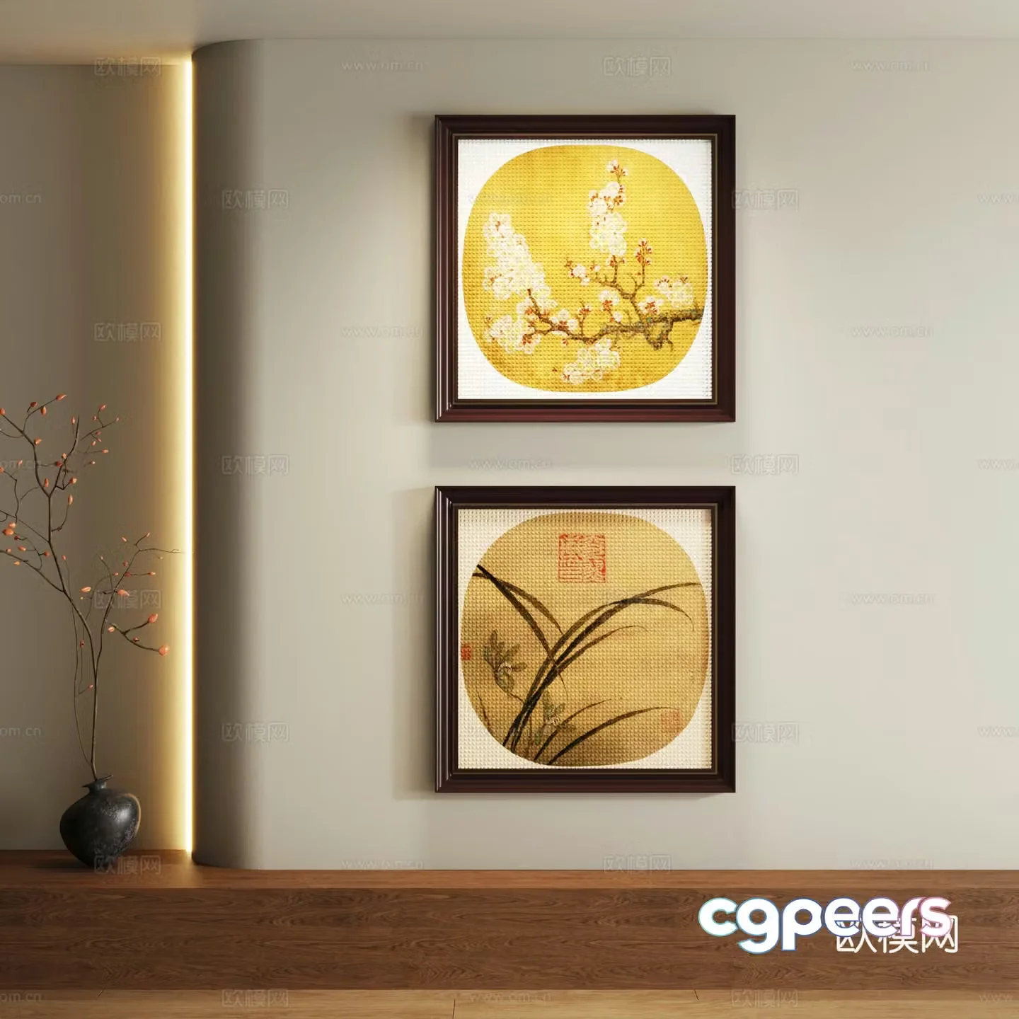 New Chinese style decorative painting 3D model