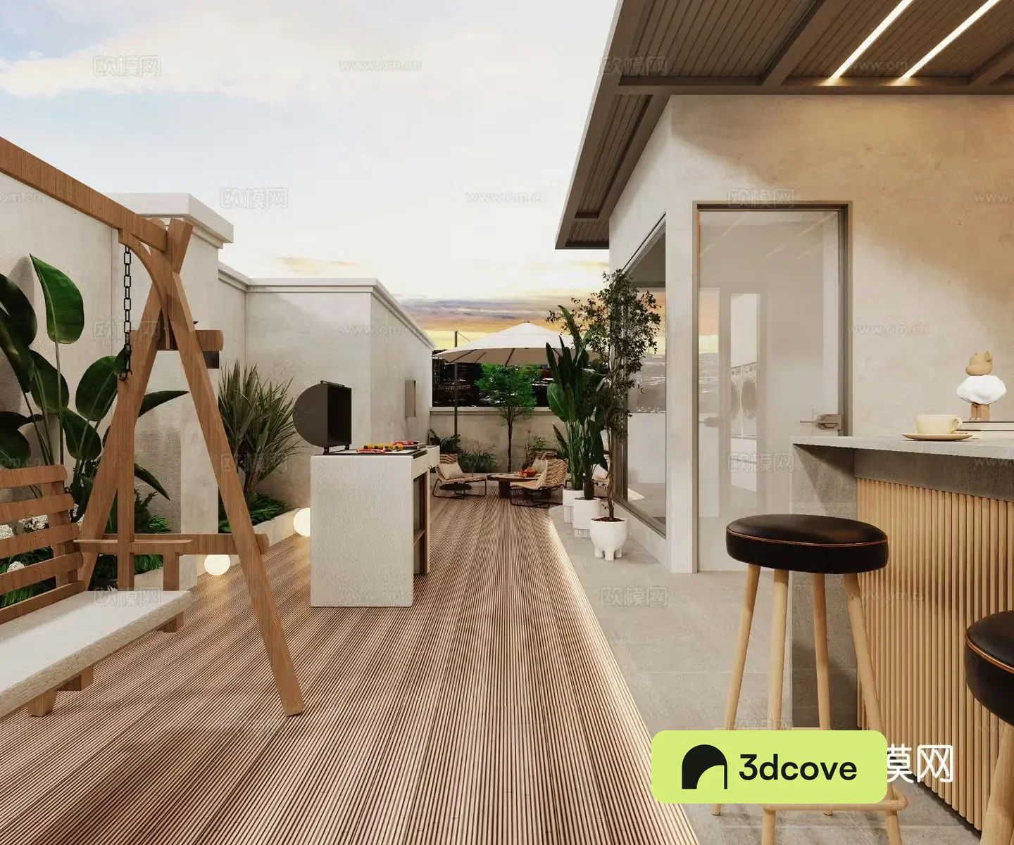 Modern courtyard landscape terrace