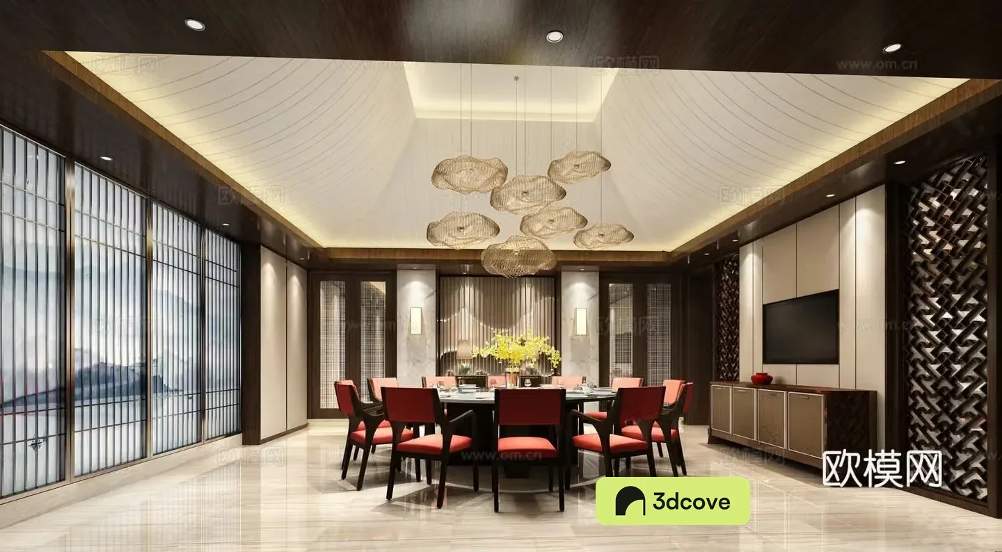 Chinese restaurant private room 3D model of restaurant private room