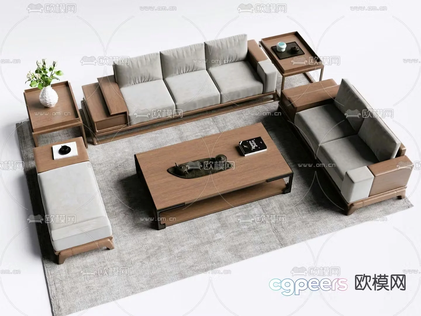New Chinese style modular sofa 3d model
