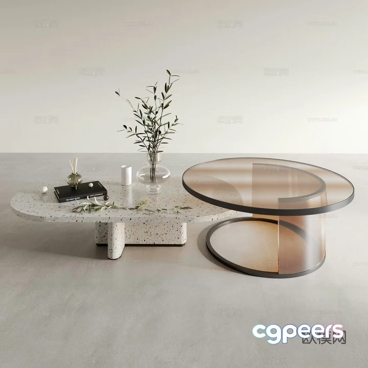 Modern coffee table transparent coffee table 3d model