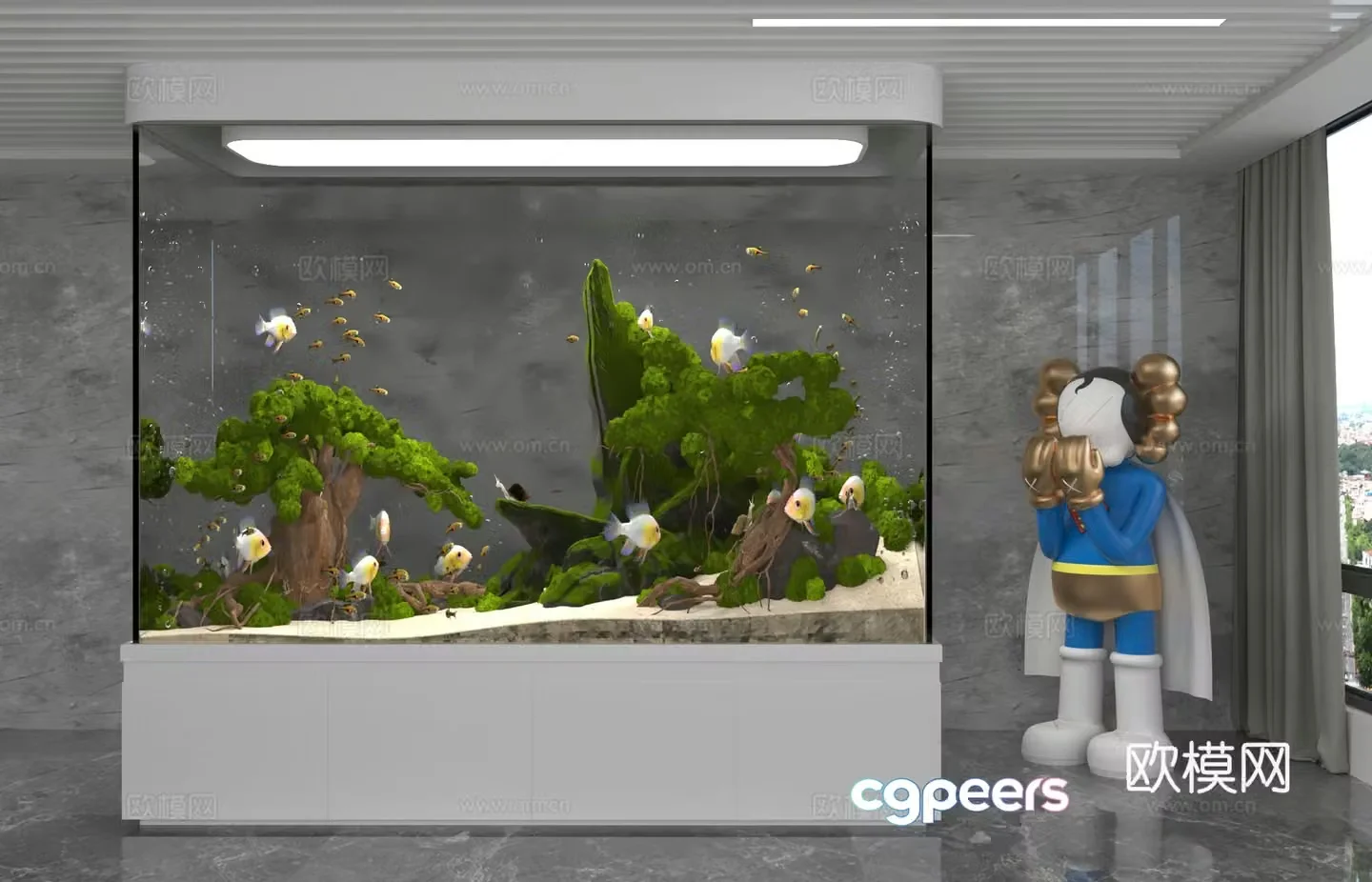 Modern fish tank 3d model