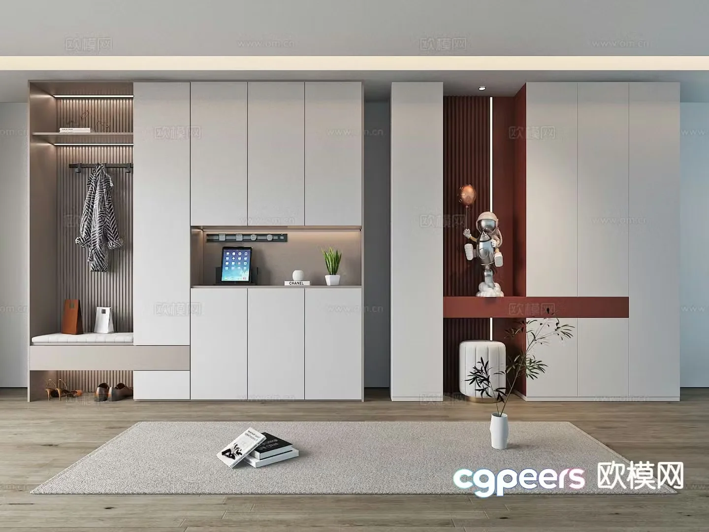 Modern partition shoe cabinet 3d model