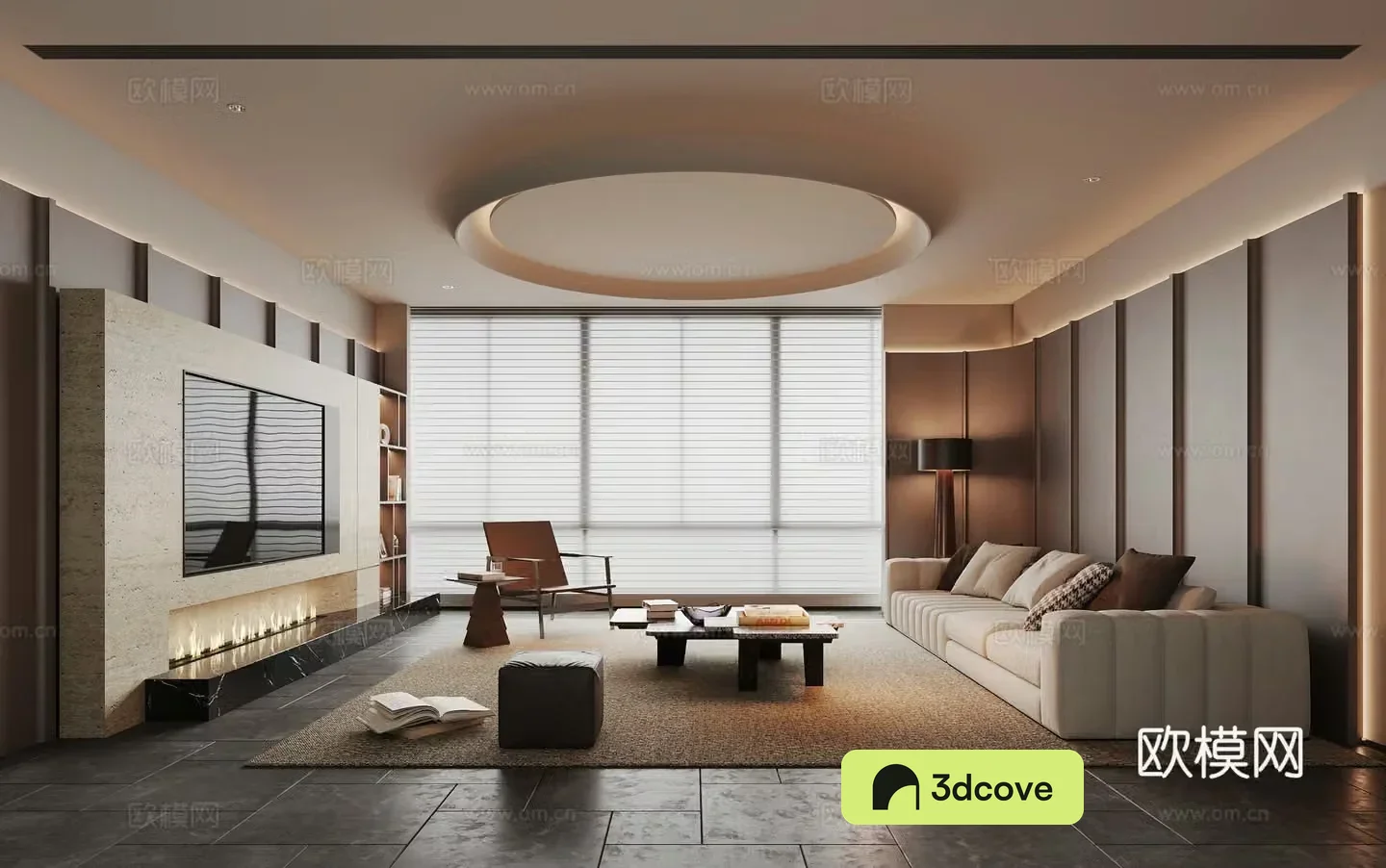Modern simple living room sofa and coffee table combination TV background wall fireplace background screen