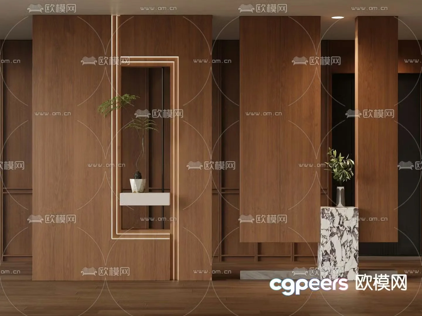 Middle-aged style entrance partition 3D model