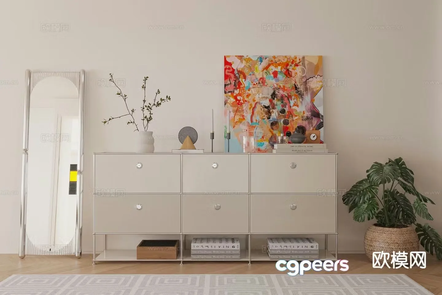 Modern chest of drawers side cabinet 3d model
