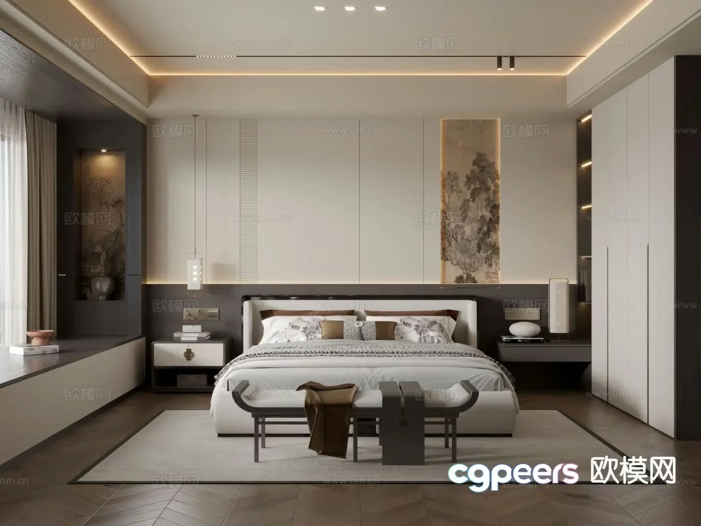New Chinese style bedroom master bedroom 3d model