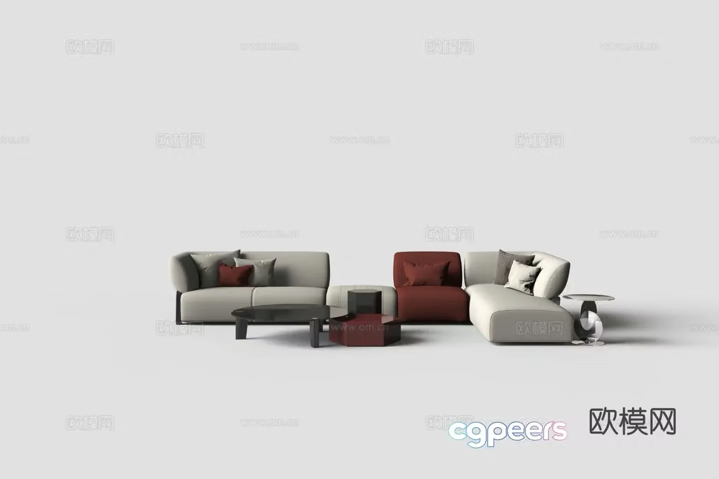 Modern multi-seater sofa corner sofa 3d model
