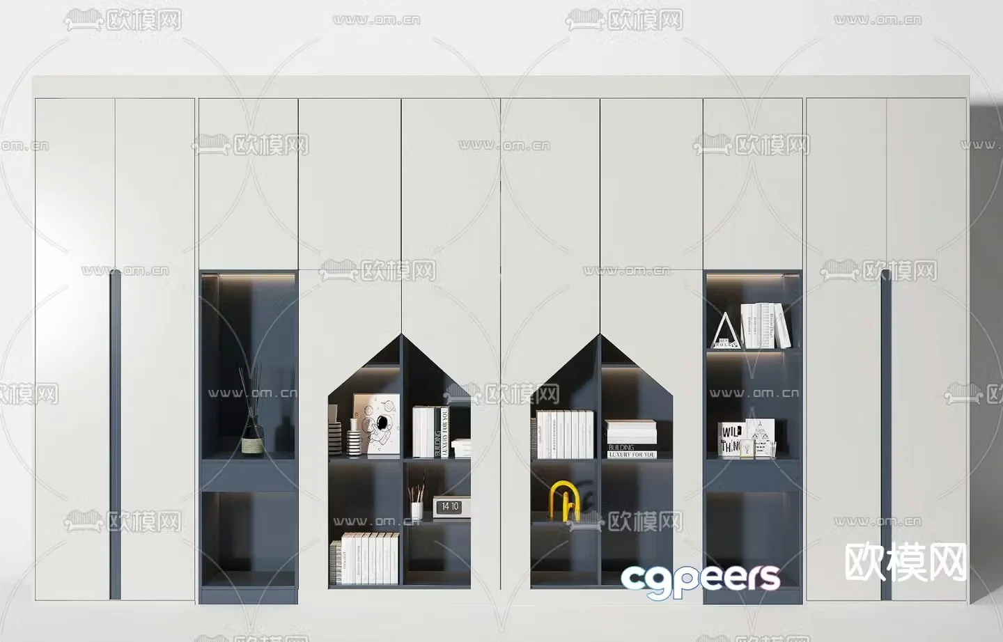 Modern children’s bookcase decorative cabinet 3d model