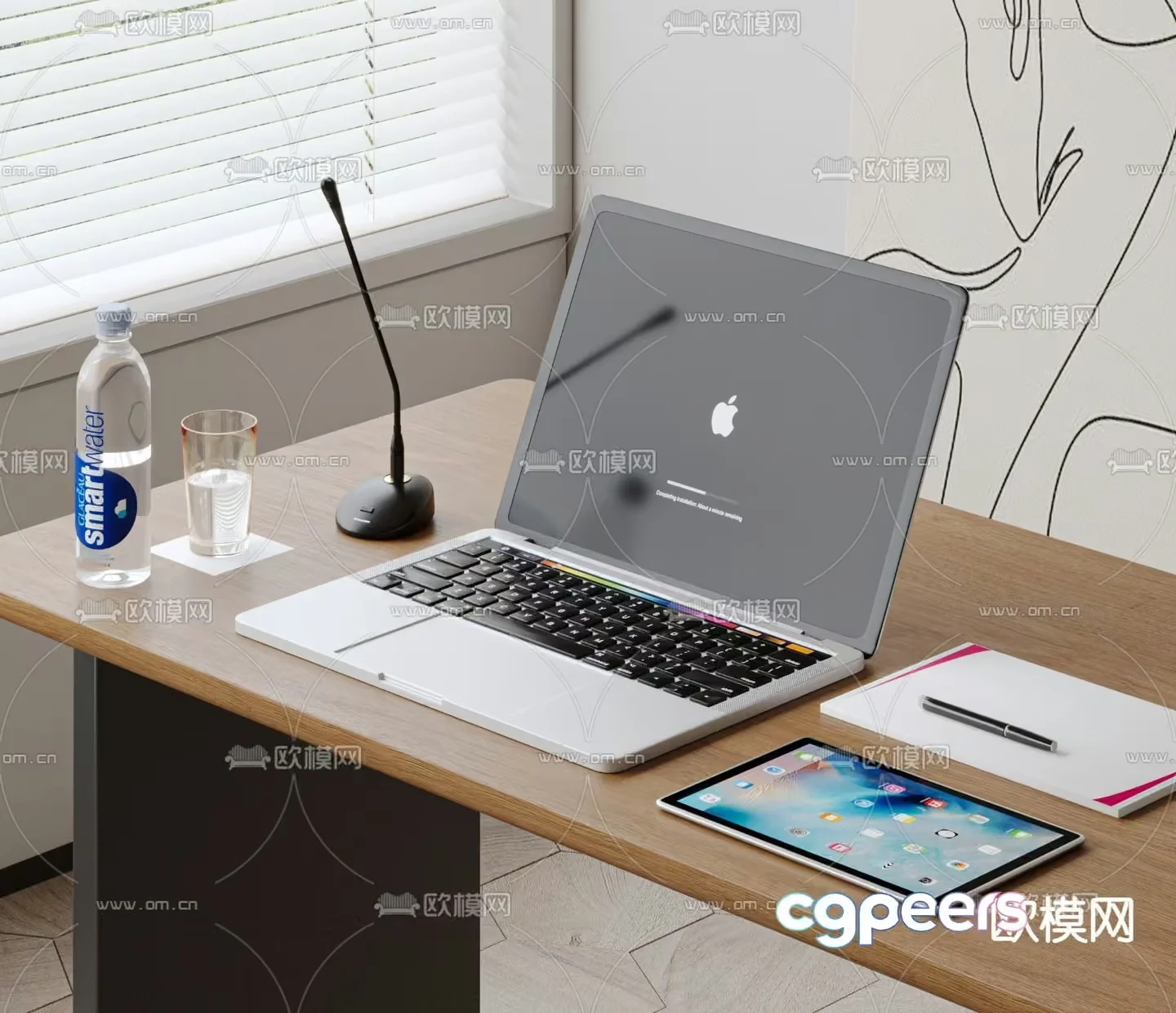 A Laptop On A Desk 3D Model – 10785 – VRAY Render