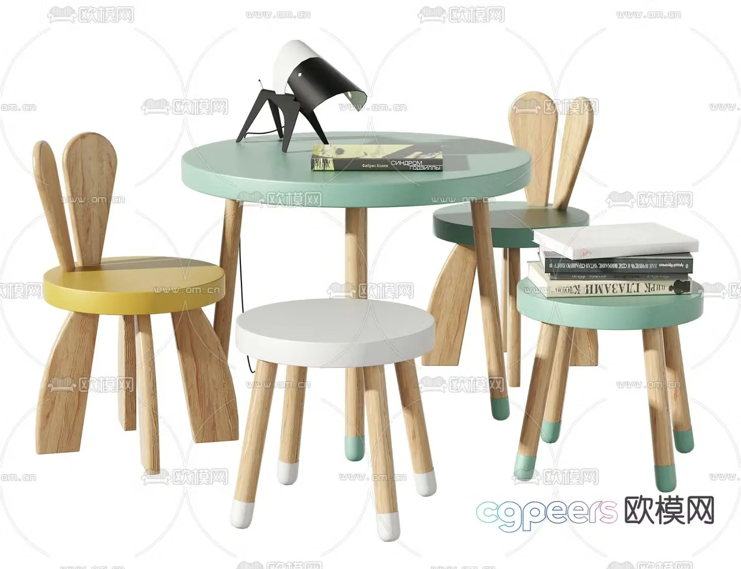 Modern children’s table and chair 3d model