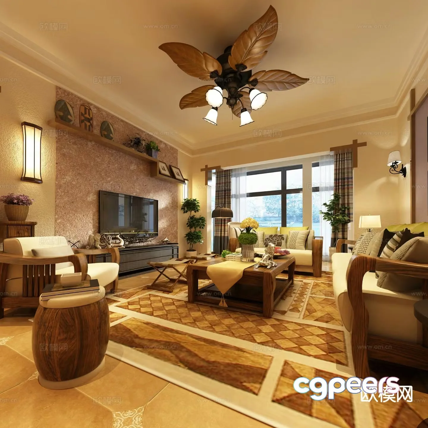 Southeast Asian living room 3d model