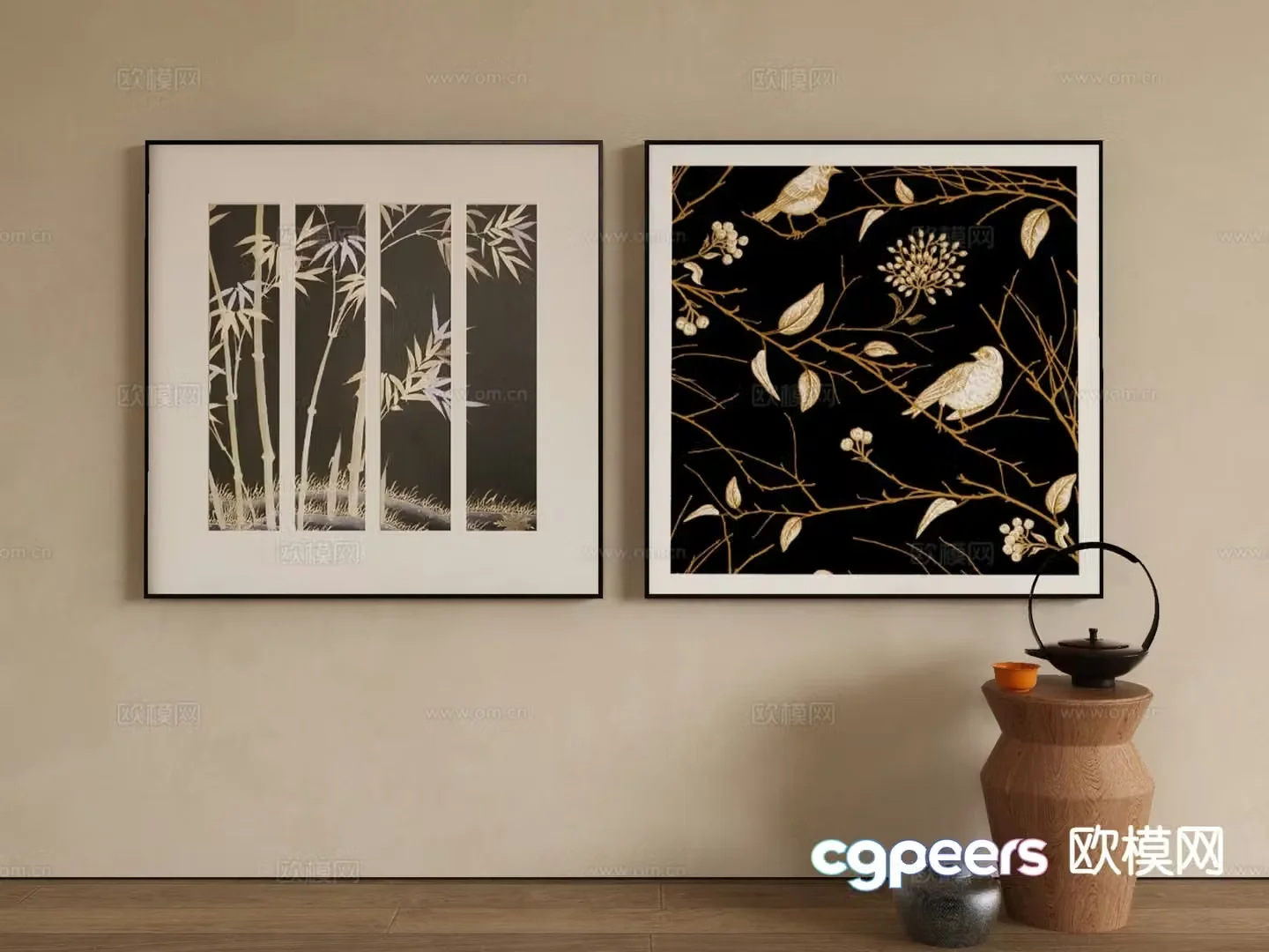 New Chinese style art painting flower and bird painting decorative painting 3D model